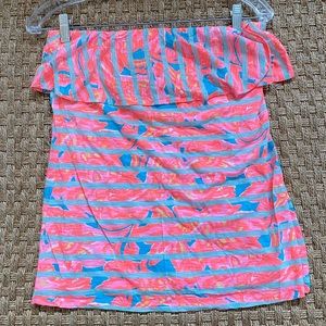 Lilly Pulitzer Wiley Ruffle Tube Top Striped Neon